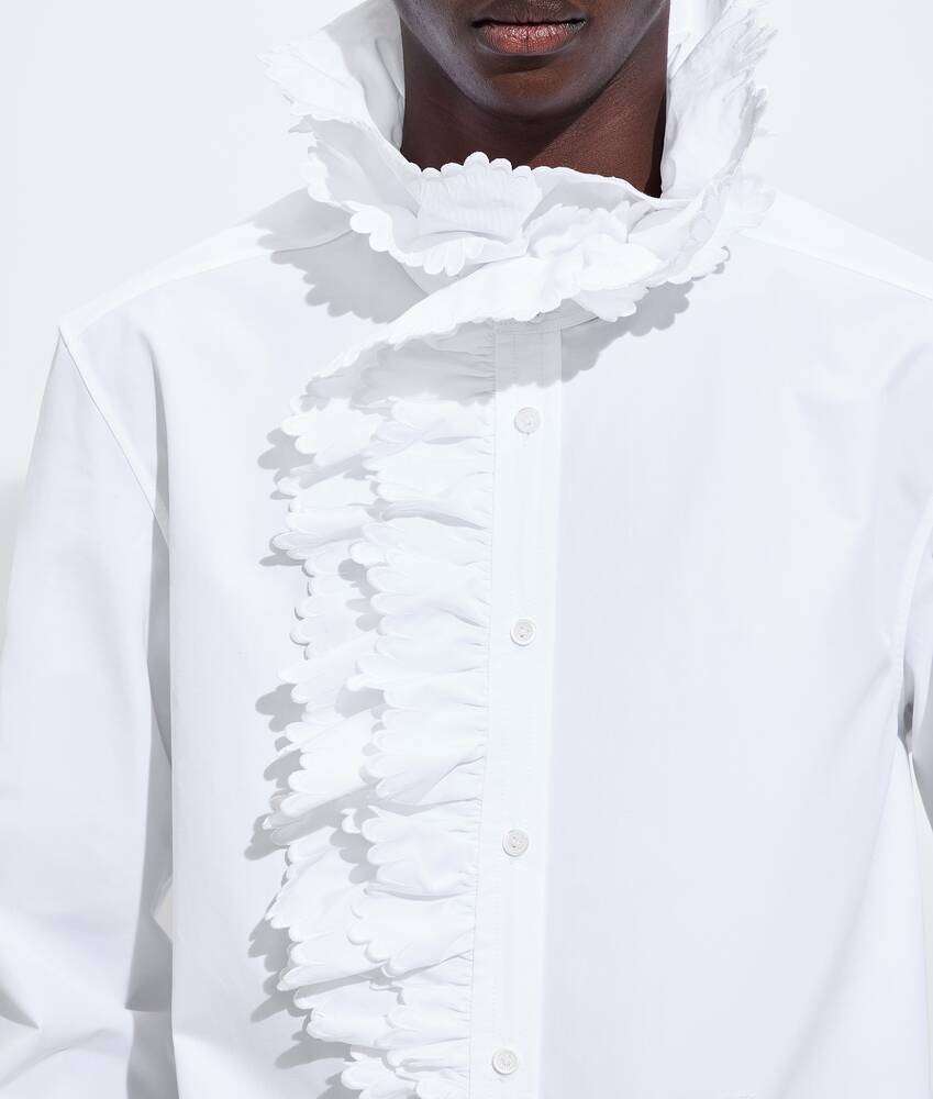 Men's Compact Cotton Poplin Shirt in White Bottega Veneta Ireland EN - Image 5