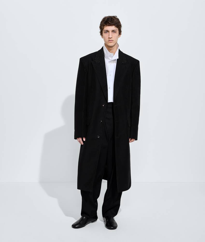 Men's Compact Cotton Moleskin Coat  in Double black Bottega Veneta Latvia EN - Image 4