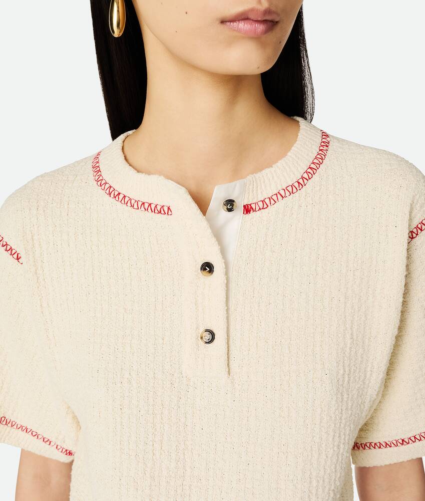 Baumwoll-T-Shirt mit Wabenmuster f&uuml;r Damen in Chalk Bottega Veneta Deutschland DE - Image 5