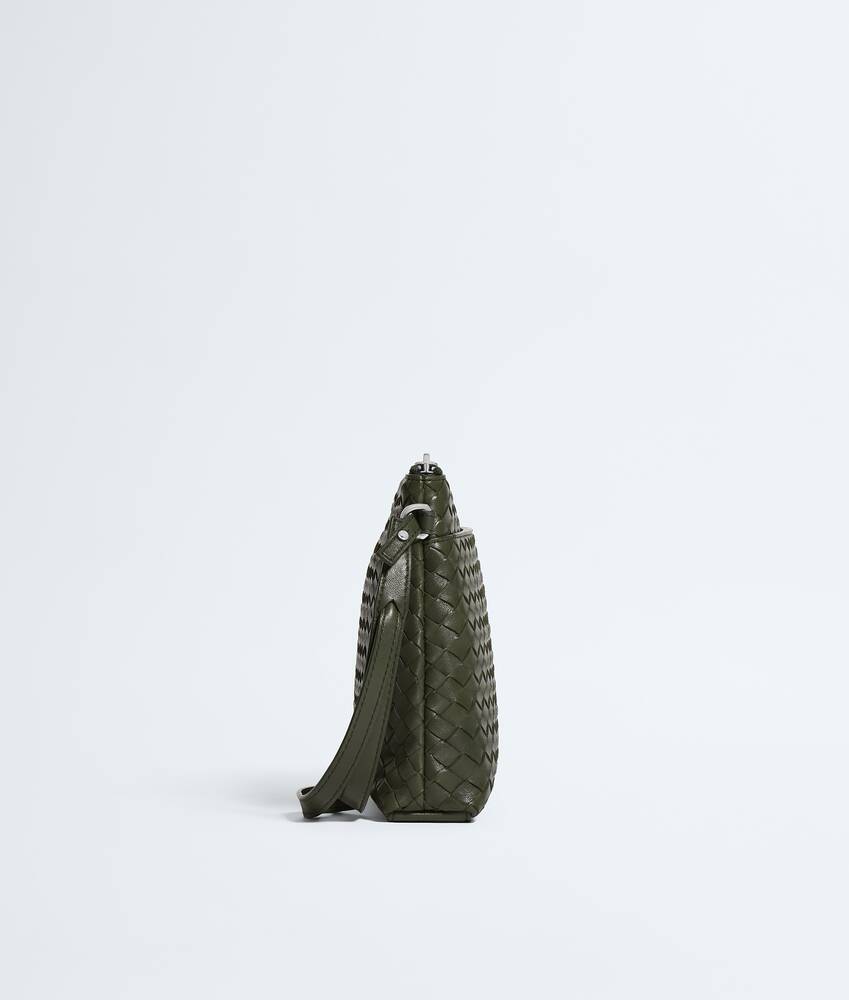 Men's Intrecciato Piccolo Prism Pouch in Bark green/silver Bottega Veneta Italy EN - Image 4