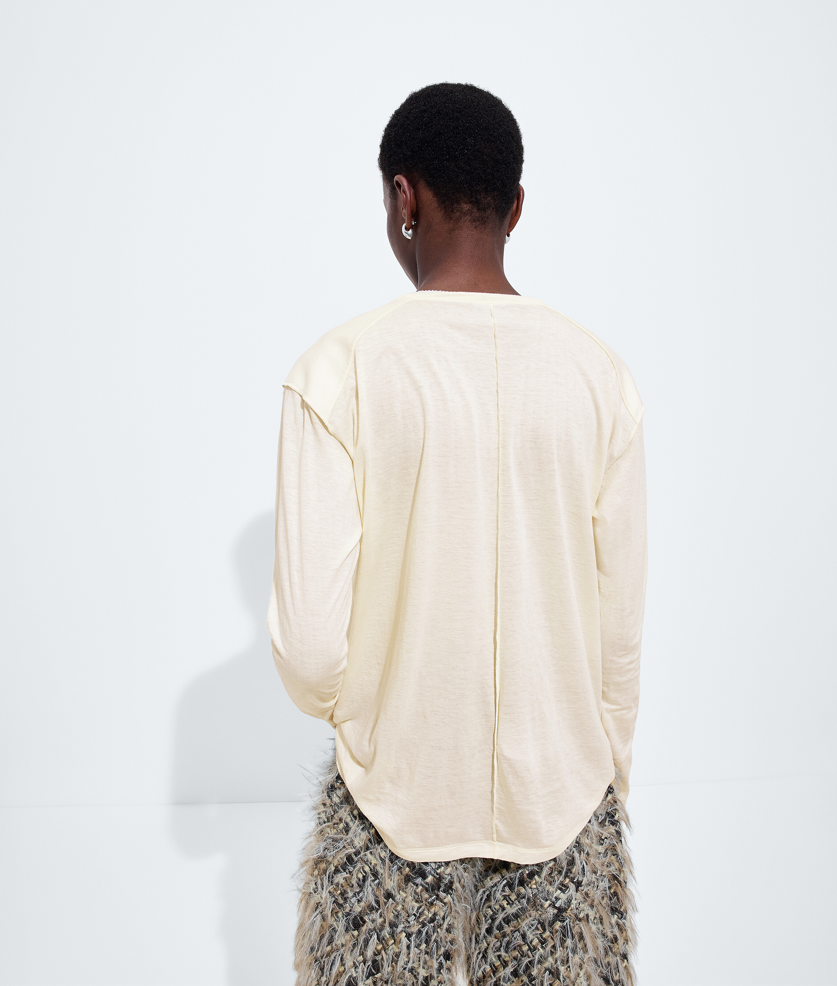 Women's Cotton and Cashmere Jersey T-Shirt in Parchment Bottega Veneta Luxembourg EN - Image 3
