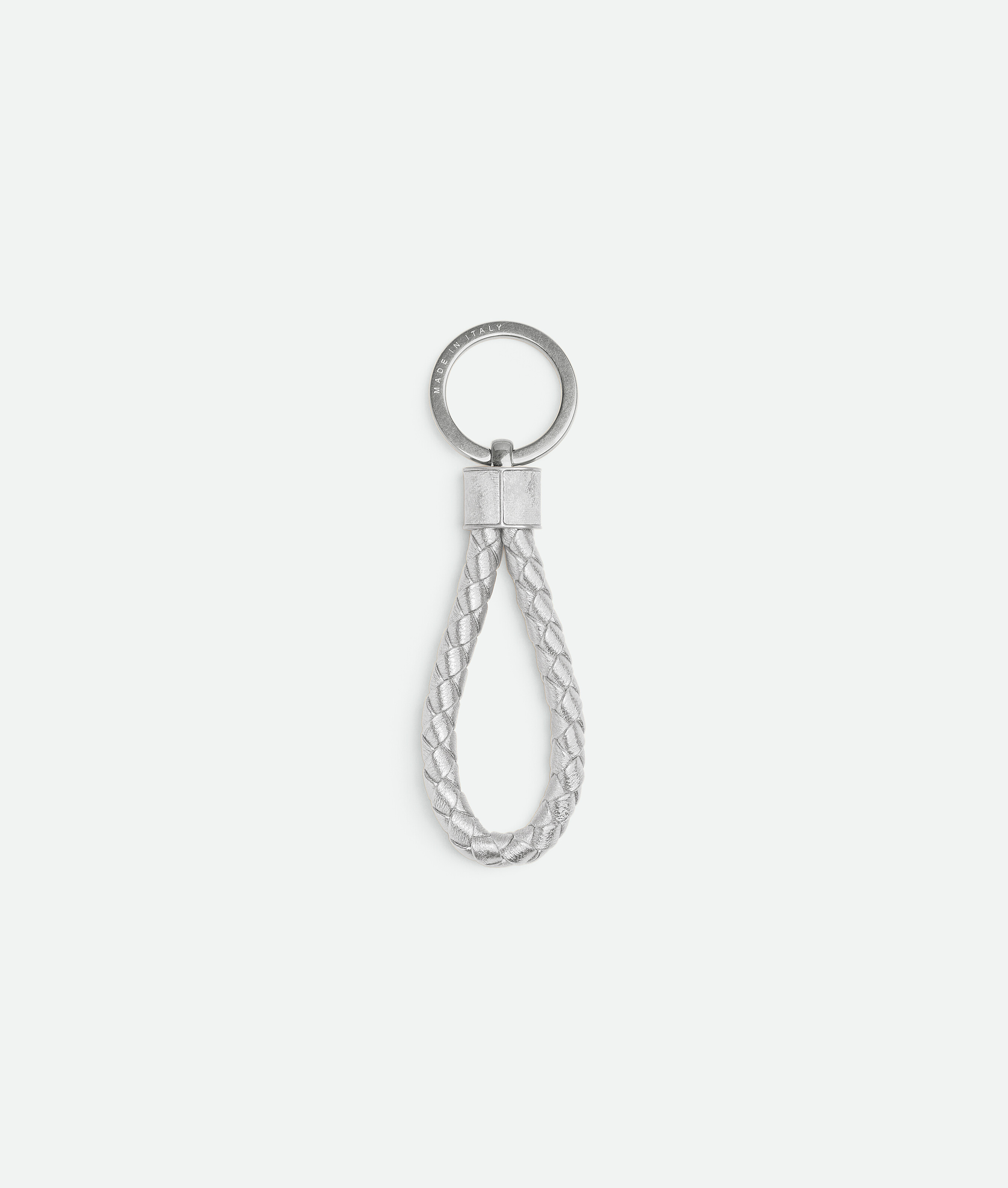 Bottega Veneta Intreccio Key Ring In Metallic
