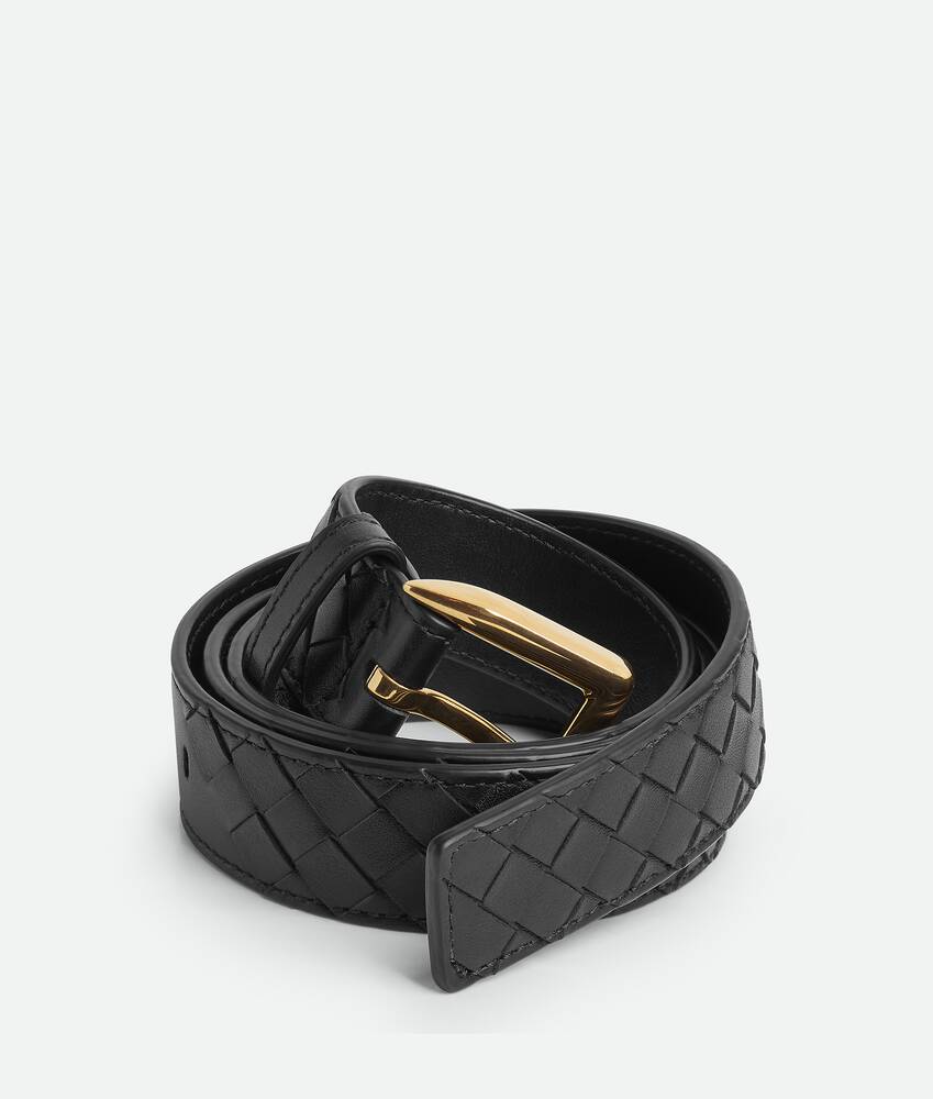Women's Intrecciato Piccolo Belt in Black Bottega Veneta France EN - Image 3