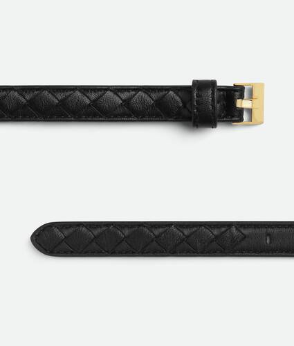 Women's Thin Watch Belt in Black Bottega Veneta Romania EN - Image 4