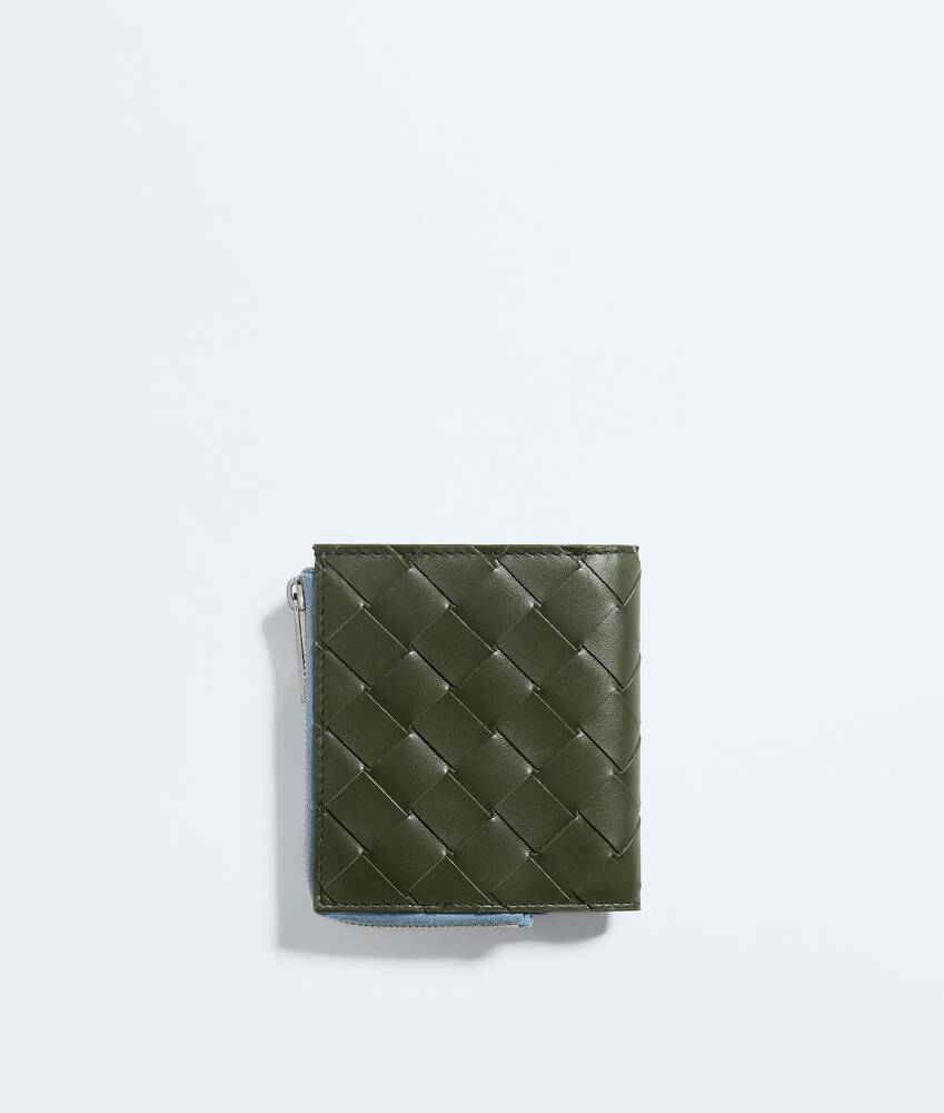 Men's Intrecciato Small Bi-Fold Wallet in Green tweed/mineral Bottega Veneta Australia EN - Image 3