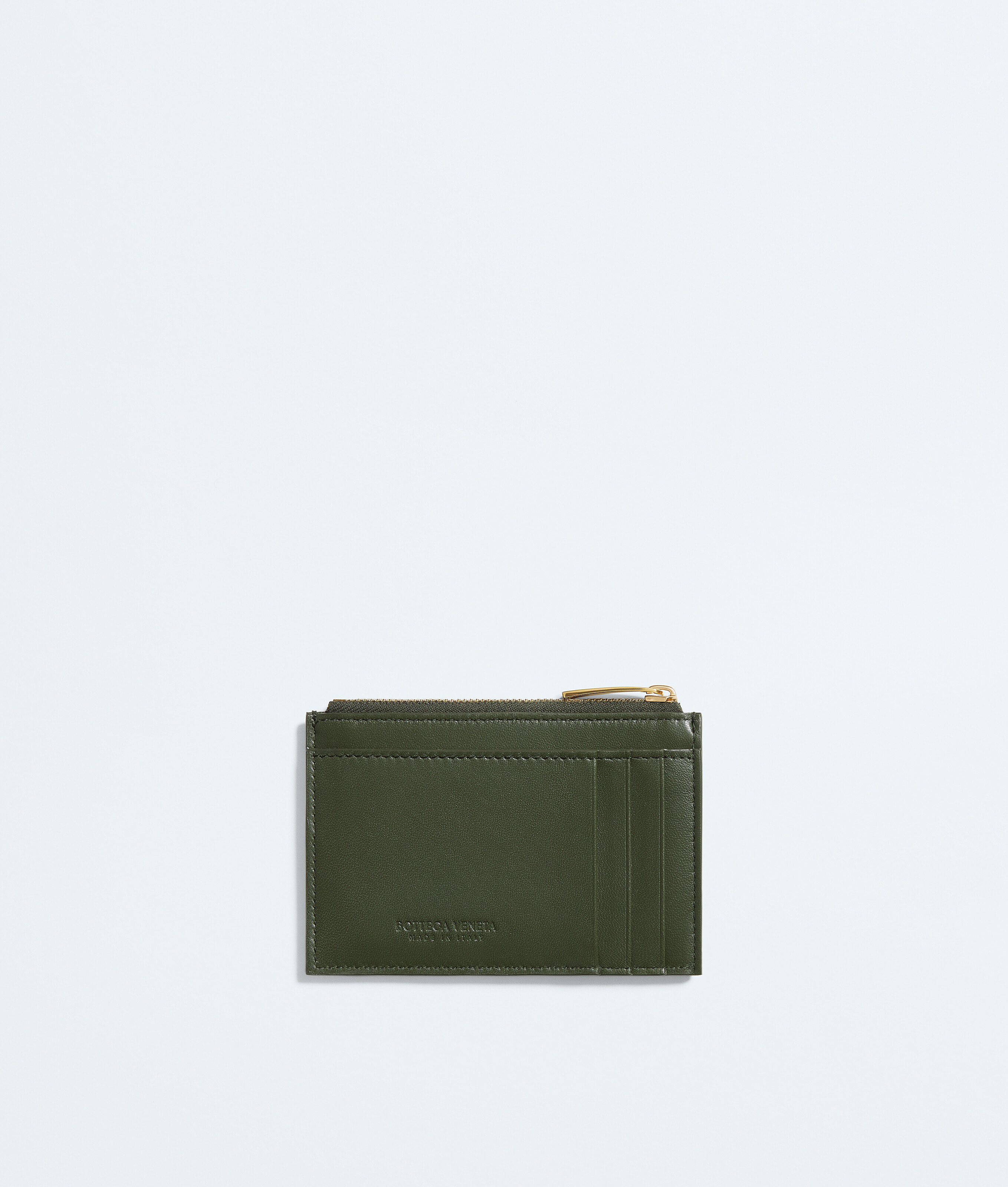 Women's Intrecciato Zipped Card Case in Green tweed Bottega Veneta France EN - Image 3