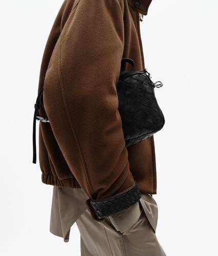 Men's Small Intrecciato Camera Bag in Black Bottega Veneta Greece EN - Image 5
