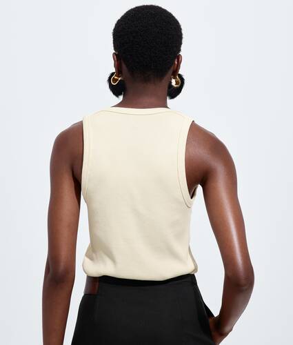 Ela's Regata de Jersey de Algod&atilde;o Compacto Canelado em Rice Bottega Veneta Brasil PT - Image 3
