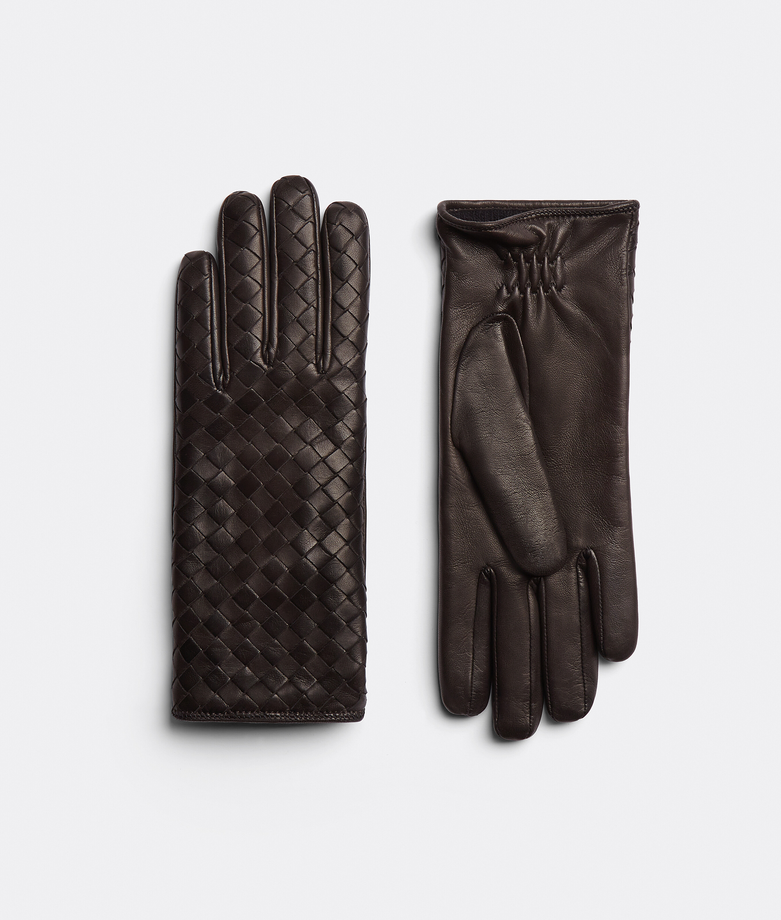 Bottega Veneta Intrecciato Leather Gloves In Brown