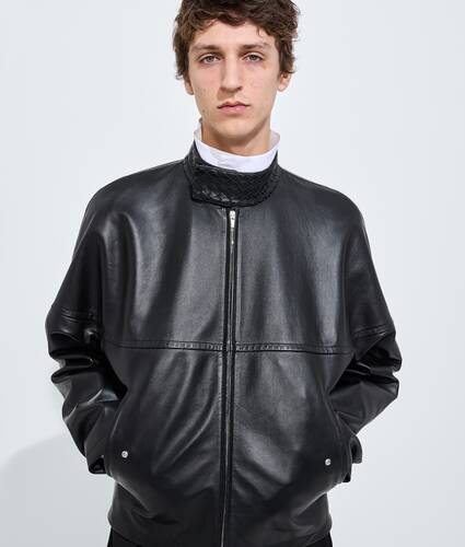 Men's Leather Jacket in Double black Bottega Veneta Denmark EN - Image 1