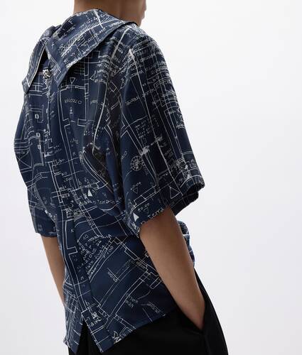 プリント シルクツイル トップス のために ウィメンズ で ミッドナイトブルー/チョーク Bottega Veneta 日本 JA - Image 2