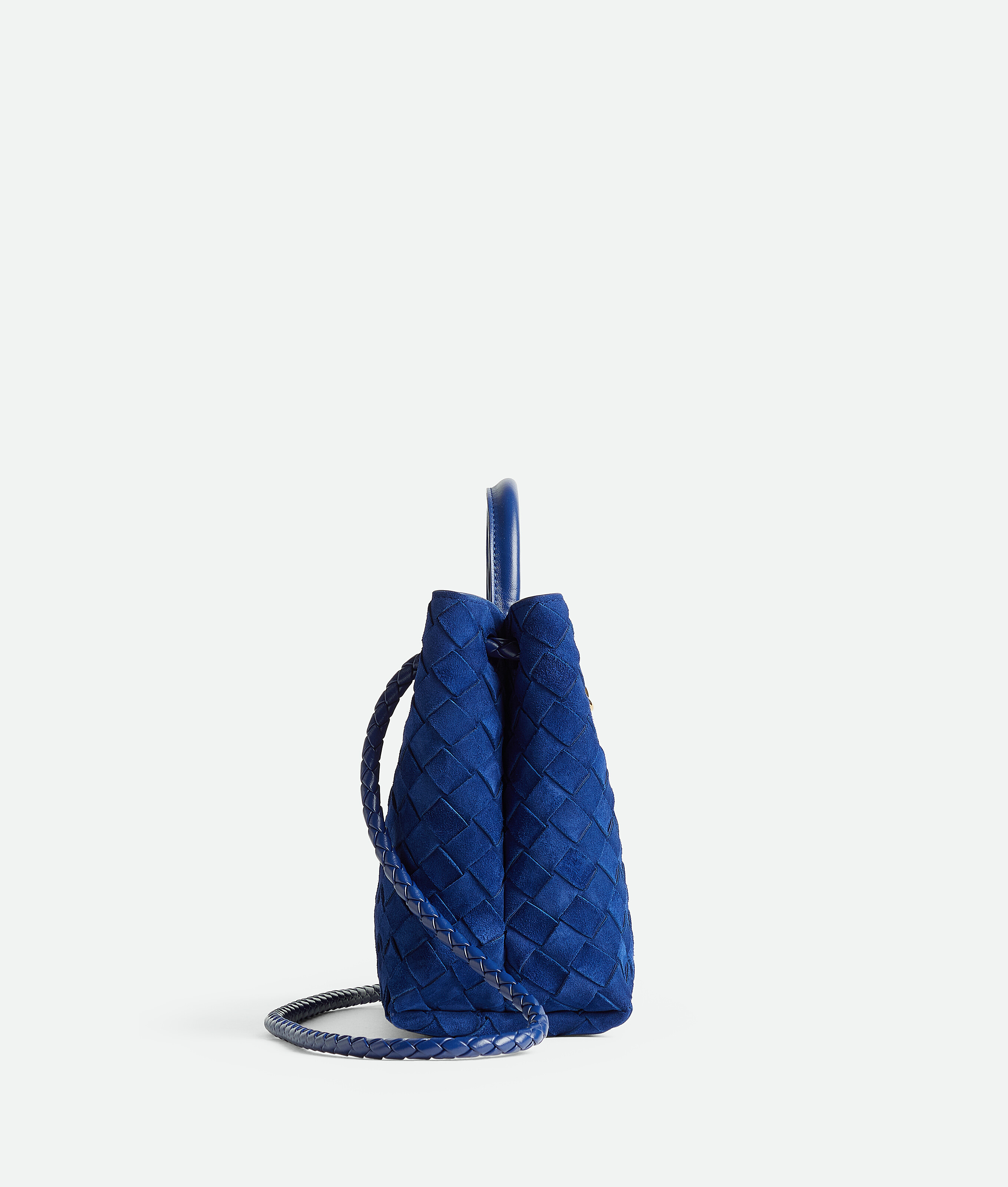Bottega Veneta Small Intrecciato Leather Andiamo Top-handle Bag In Blue