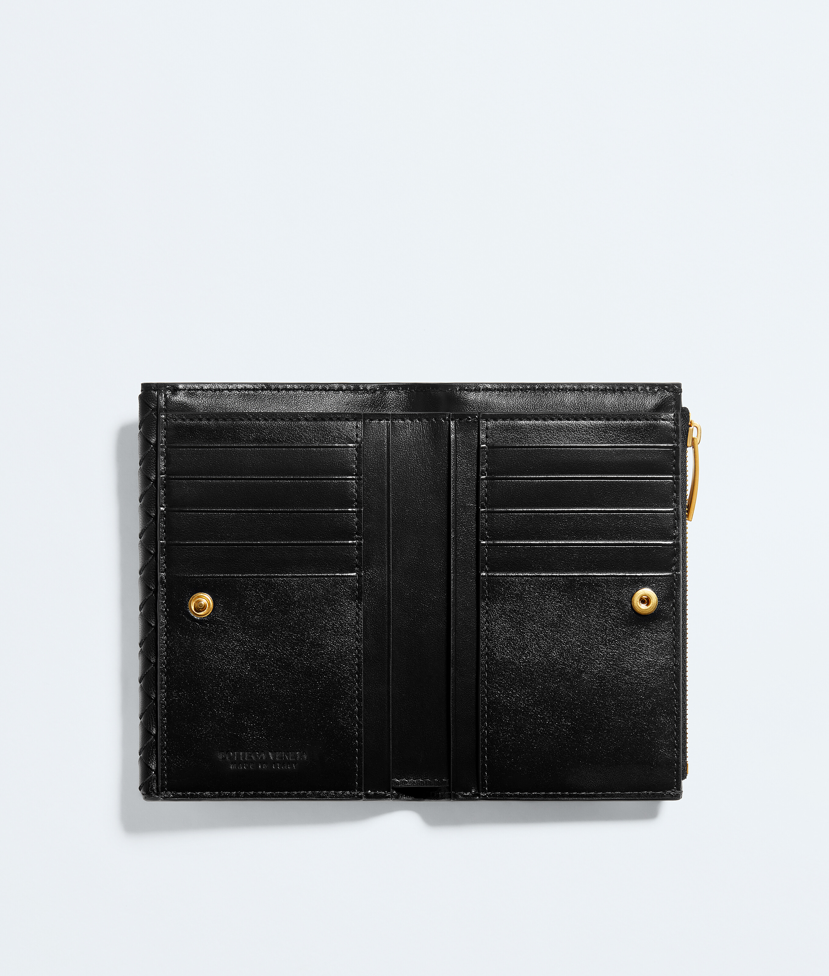 Women's Intrecciato Piccolo Medium Bi-Fold Zipped with Flap in Black Bottega Veneta Luxembourg EN - Image 2