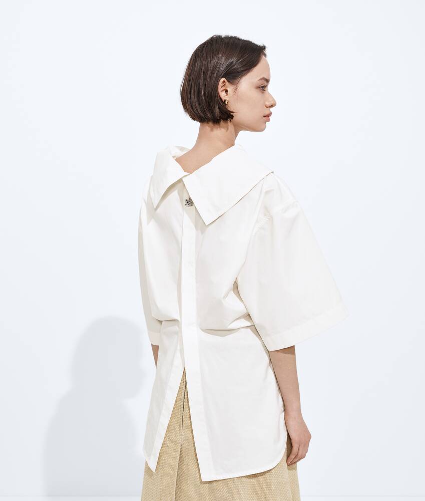 Women's Compact Cotton Toile Top in Chalk Bottega Veneta Latvia EN - Image 3