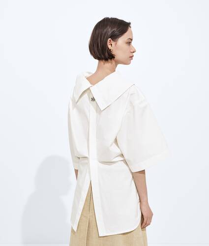 Ela's Top em Toile de Algod&atilde;o Compacto em Chalk Bottega Veneta Brasil PT - Image 3