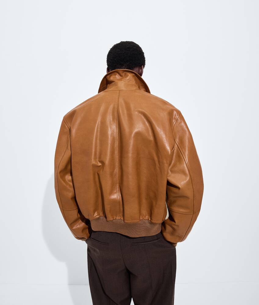 Men's Shearling and Leather Blouson in Deep caramel/ivory Bottega Veneta Greece EN - Image 3