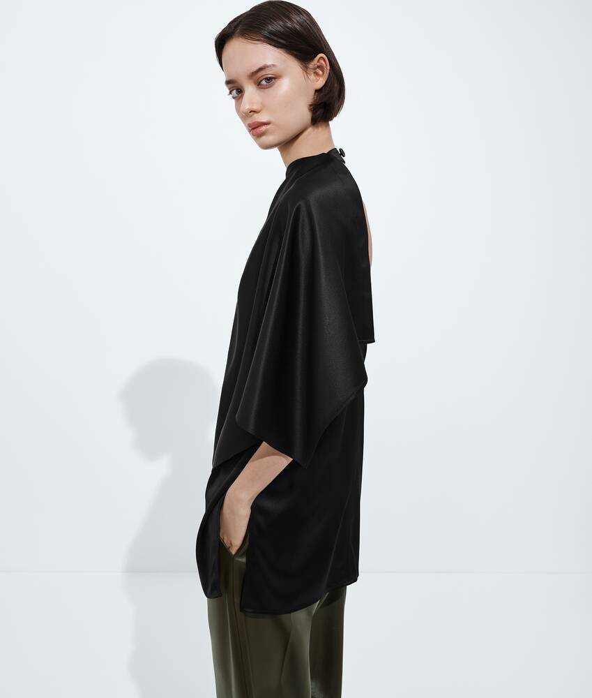 Women's Fluid Silk Satin Top  in Double black Bottega Veneta United Kingdom EN - Image 2