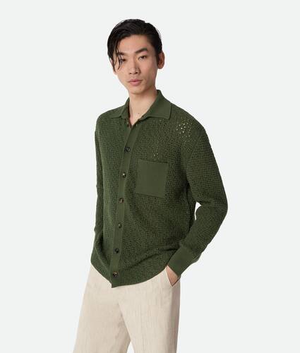 Cotton Crochet Knit Shirt