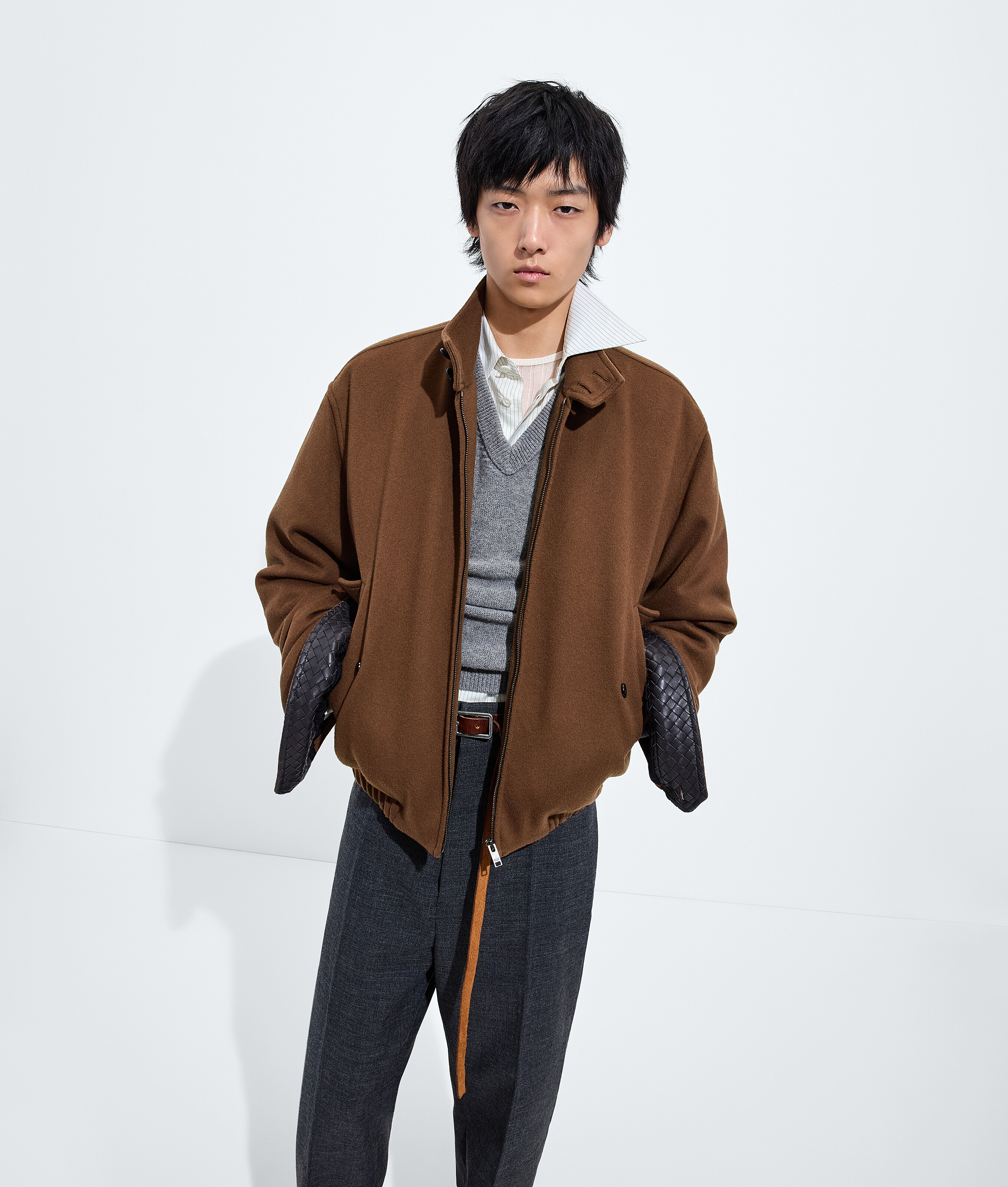 Men's Wool and Cashmere Blouson in Sepia brown Bottega Veneta Luxembourg EN - Image 2