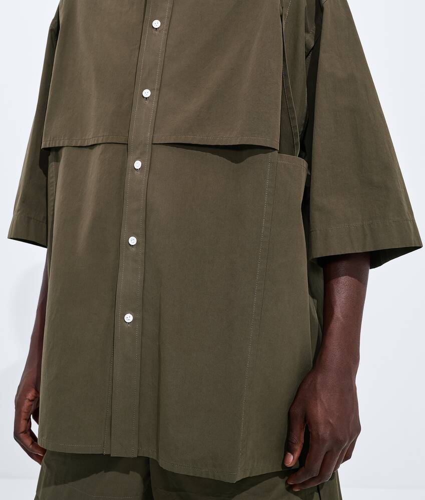 Men's Macro Intreccio Cotton Shirt in Wader green Bottega Veneta Latvia EN - Image 4