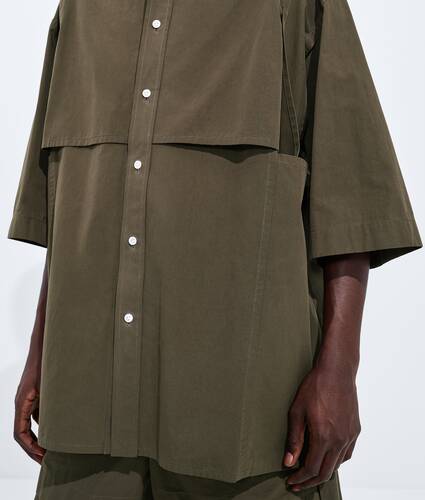 Men's Macro Intreccio Cotton Shirt in Wader green Bottega Veneta Bulgaria EN - Image 4