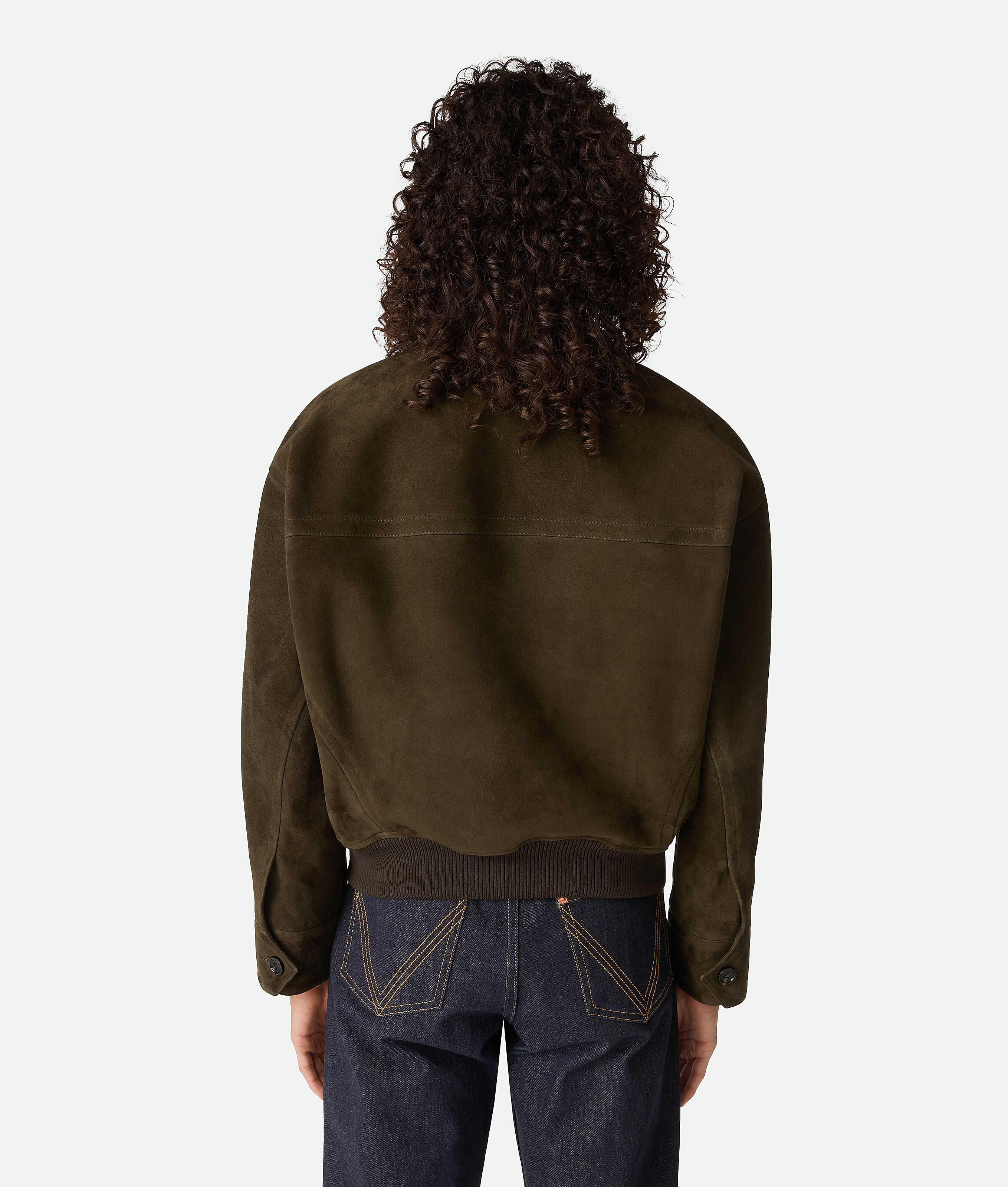 Bottega Veneta Suede Leather Blouson In Green