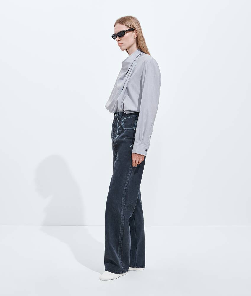 Vaqueros con pernera ancha y sobrete&ntilde;ido para Mujer en Midnight Bottega Veneta M&eacute;xico ES - Image 2
