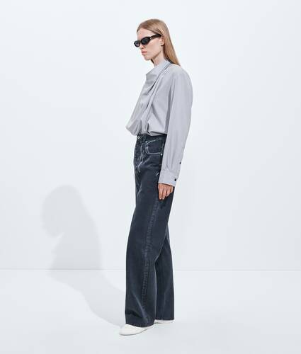 Vaqueros con pernera ancha y sobrete&ntilde;ido para Mujer en Midnight Bottega Veneta M&eacute;xico ES - Image 2