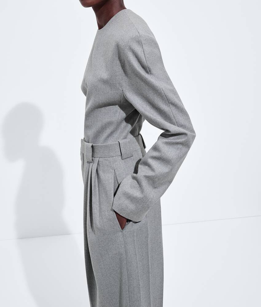 Hose aus kompaktem Wollflanell f&uuml;r Damen in Sterling melange Bottega Veneta Deutschland DE - Image 5