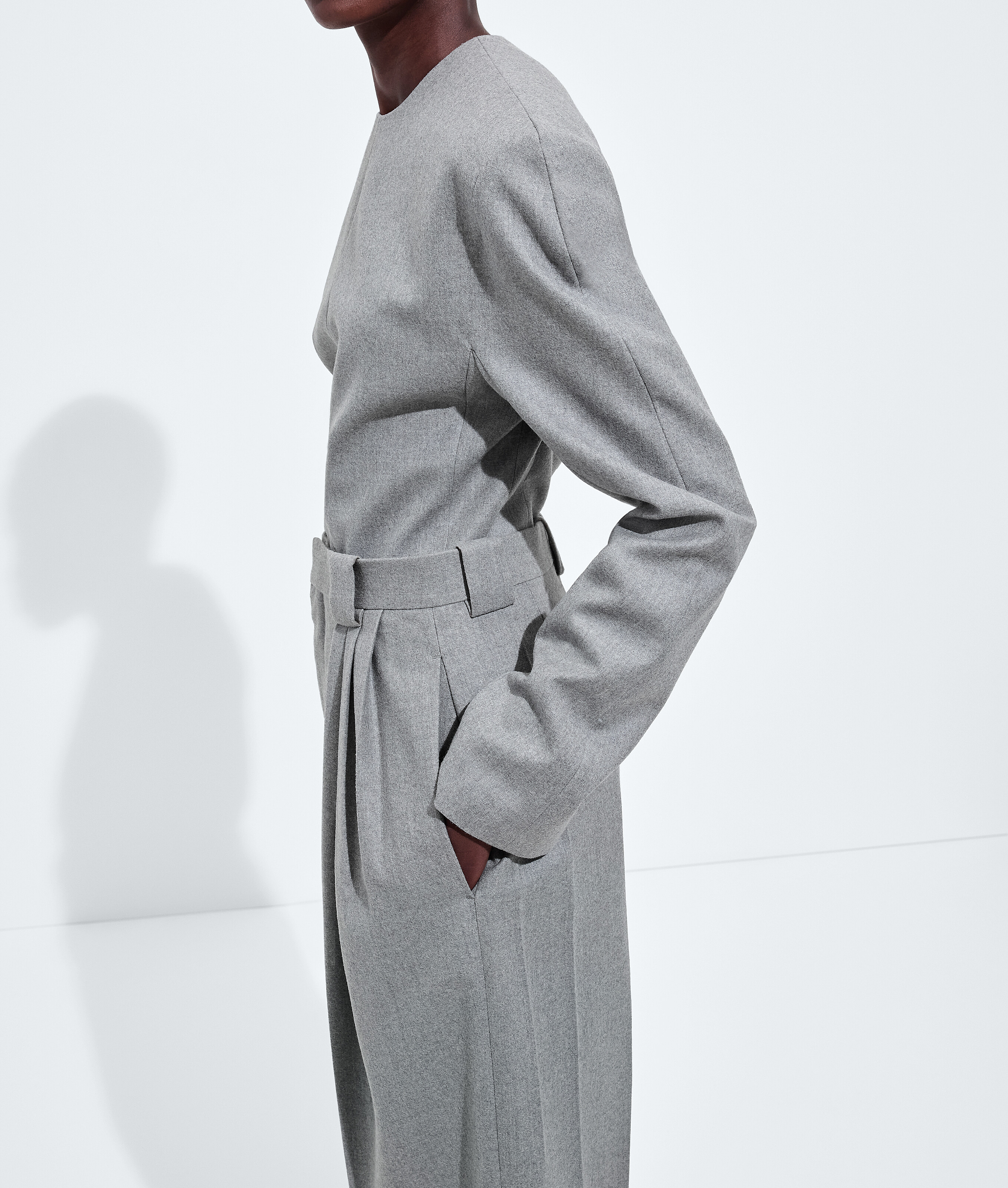 Women's Compact Wool Flannel Pants in Sterling melange Bottega Veneta Finland EN - Image 5