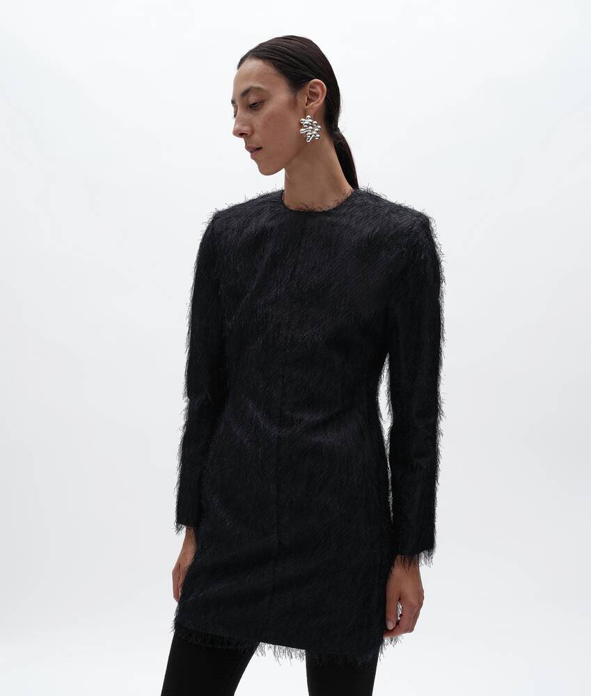 Women's Viscose and Silk Fil Coup&eacute; Dress in Midnight blue Bottega Veneta Singapore EN - Image 4