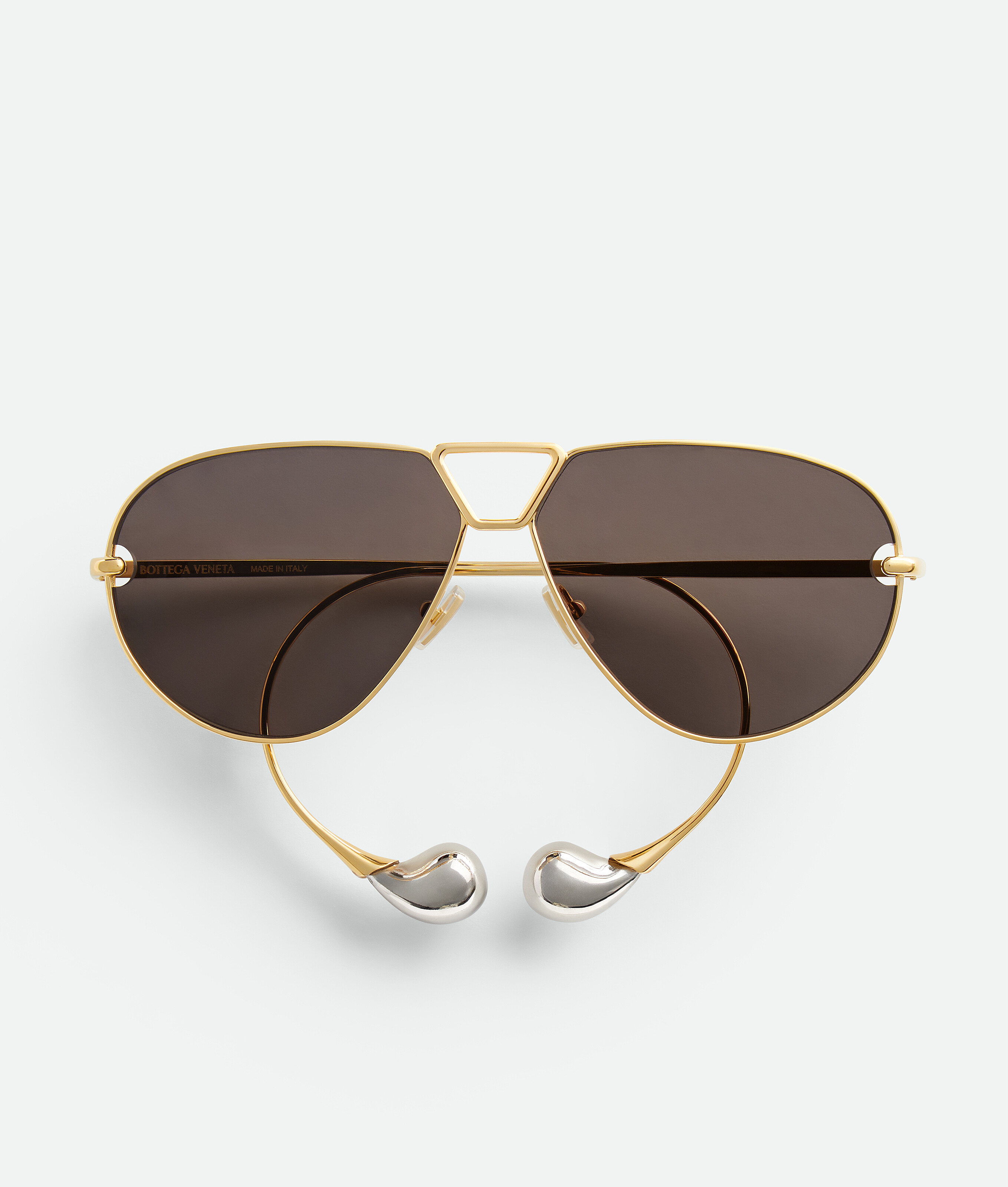 Drop Aviator Sunglasses in Gold/grey | Bottega Veneta US