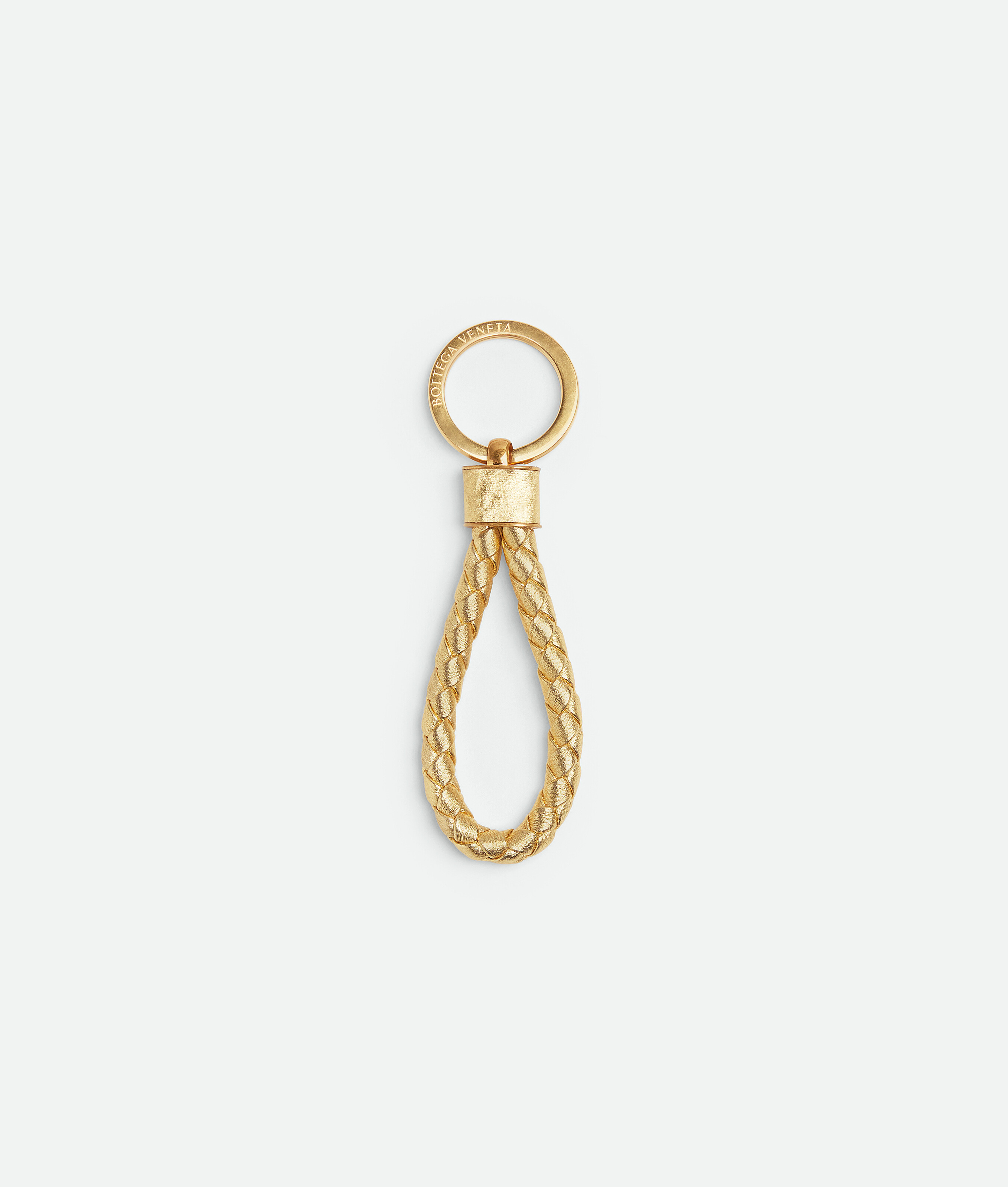 Bottega Veneta Intreccio Key Ring In Gold