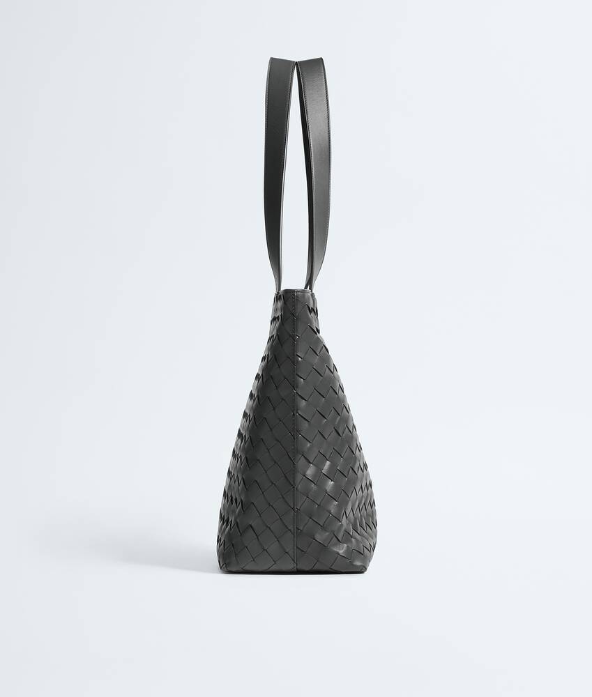Men's Small Intrecciato Zipped Tote in Obsidian grey Bottega Veneta United Kingdom EN - Image 4