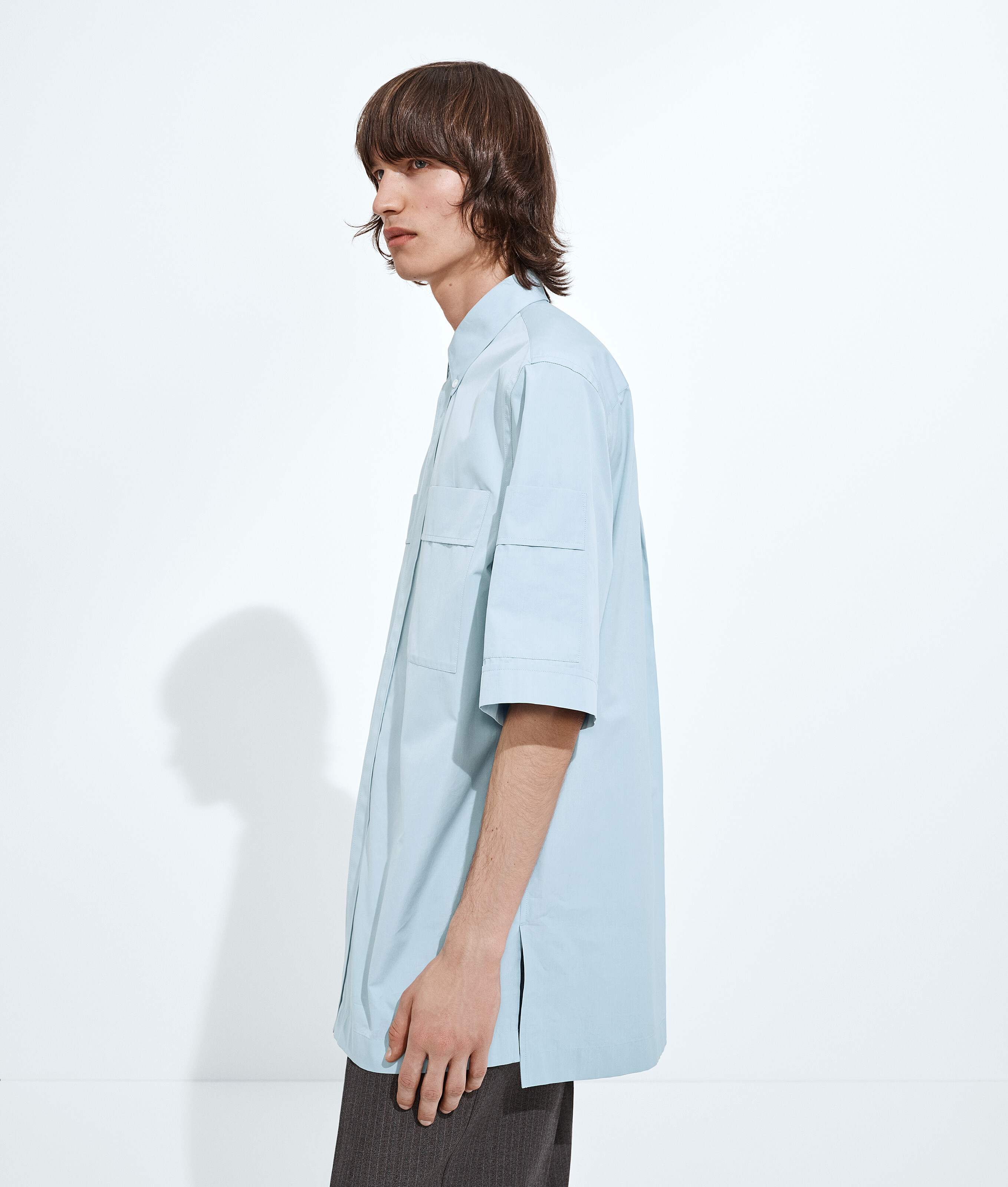 Men's Cotton Poplin Shirt in Blue shirt Bottega Veneta Luxembourg EN - Image 2