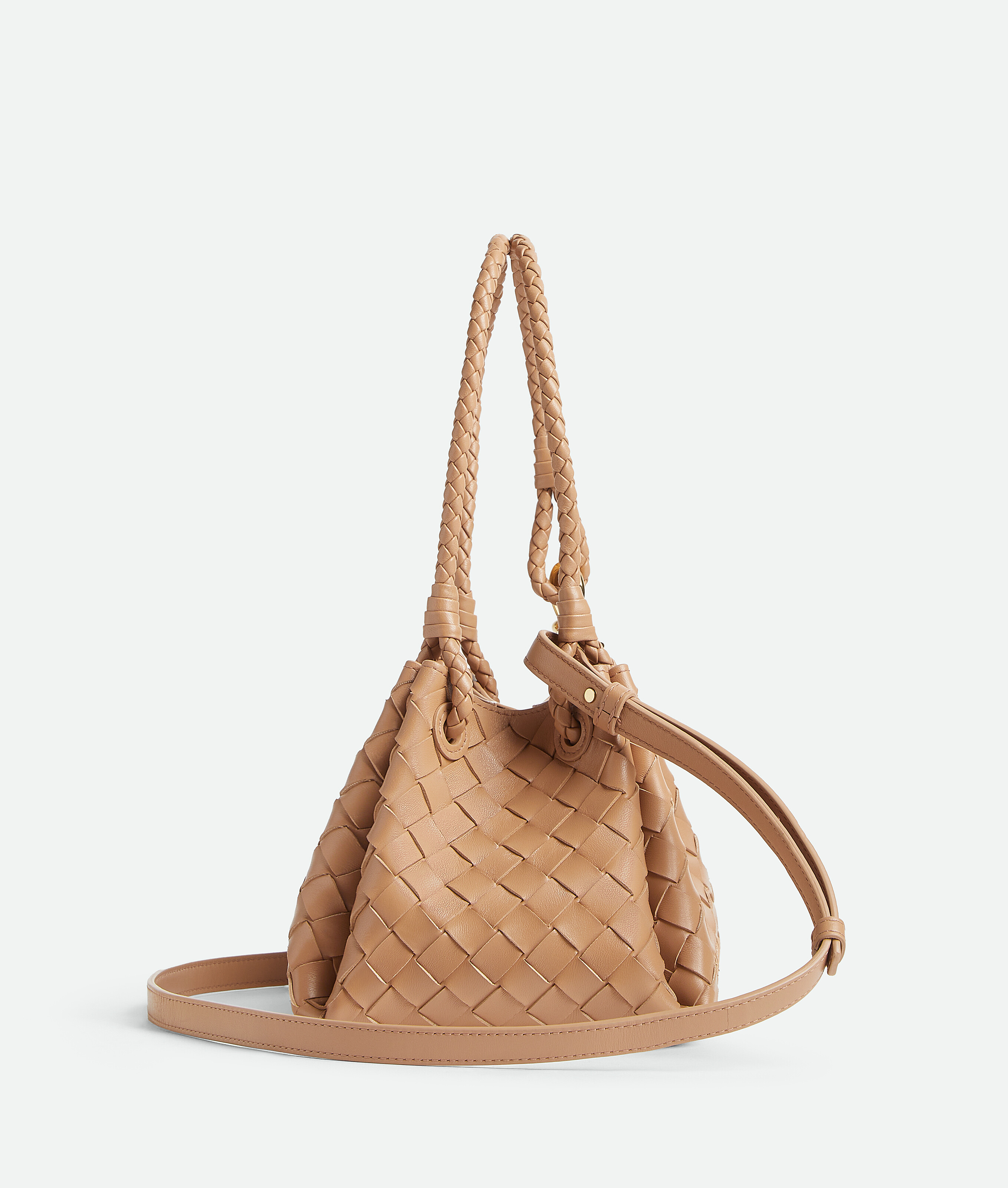 Bottega Veneta Womens Biscuit-m Brass Parachute Mini Leather Shoulder Bag