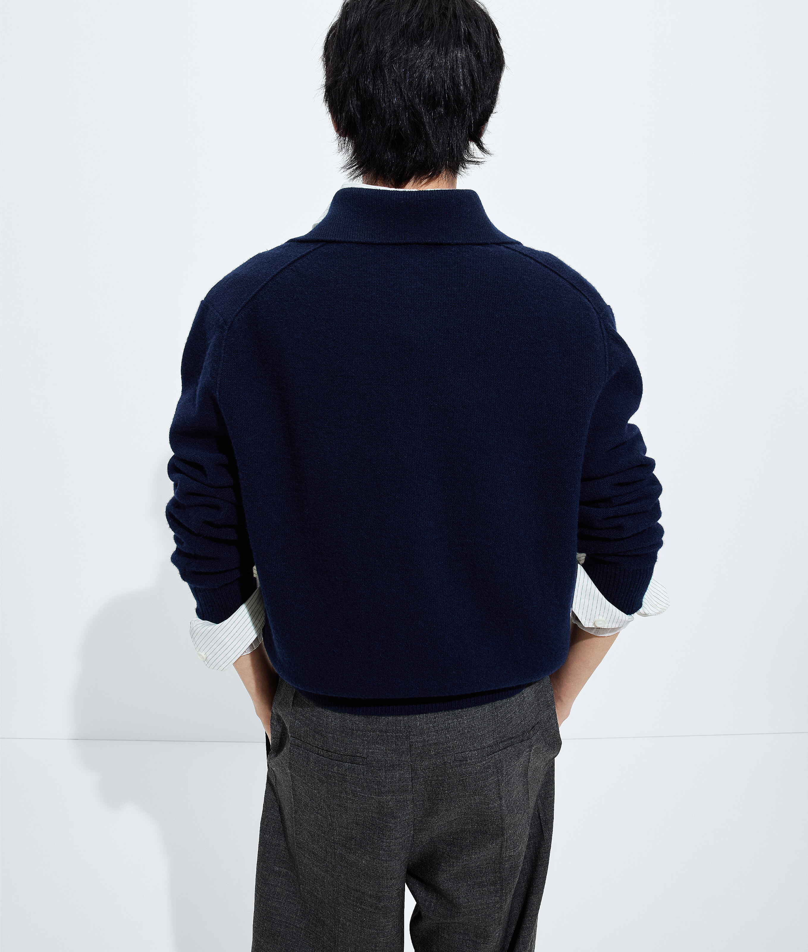 Men's Wool Polo Sweater in Midnight blue Bottega Veneta Luxembourg EN - Image 3