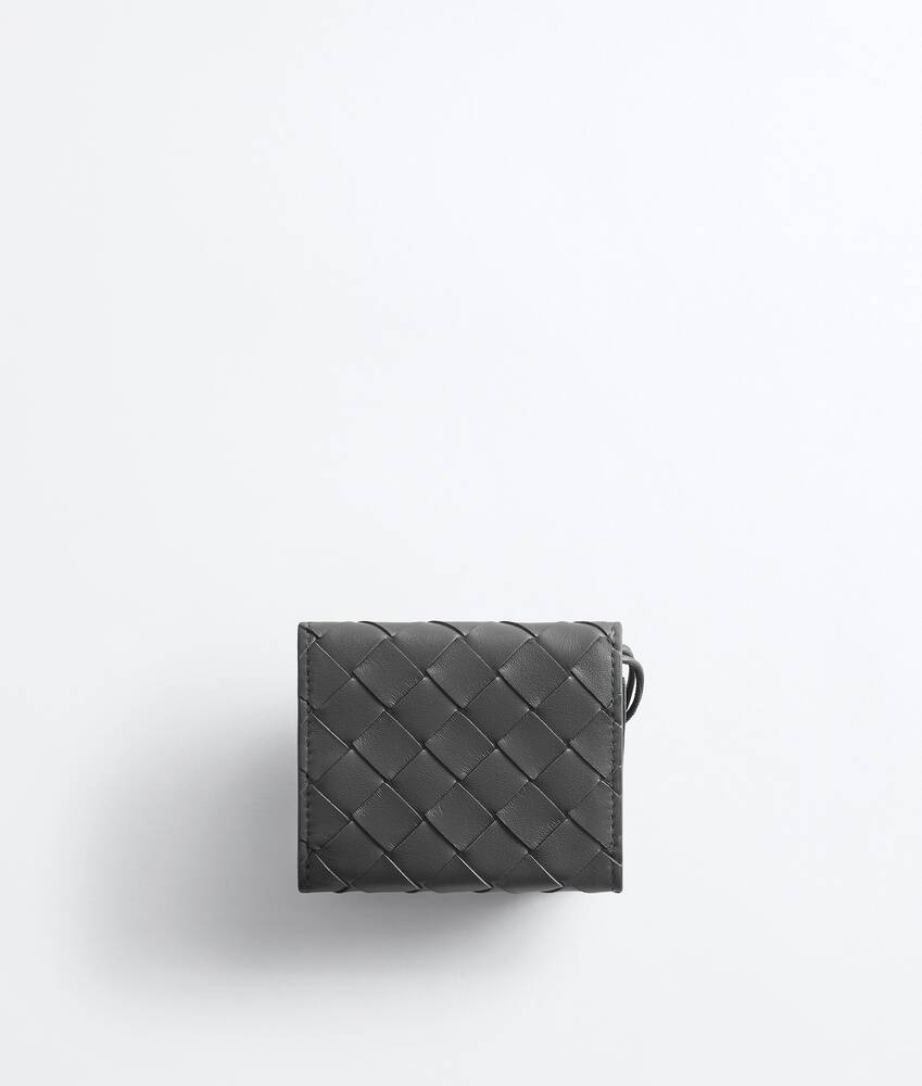 Women's Andiamo Tri-Fold Wallet in Obsidian gray Bottega Veneta Italy EN - Image 3
