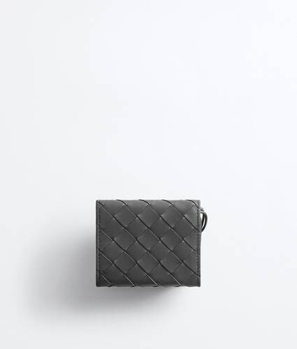 Women's Andiamo Tri-Fold Wallet in Obsidian gray Bottega Veneta Italy EN - Image 3