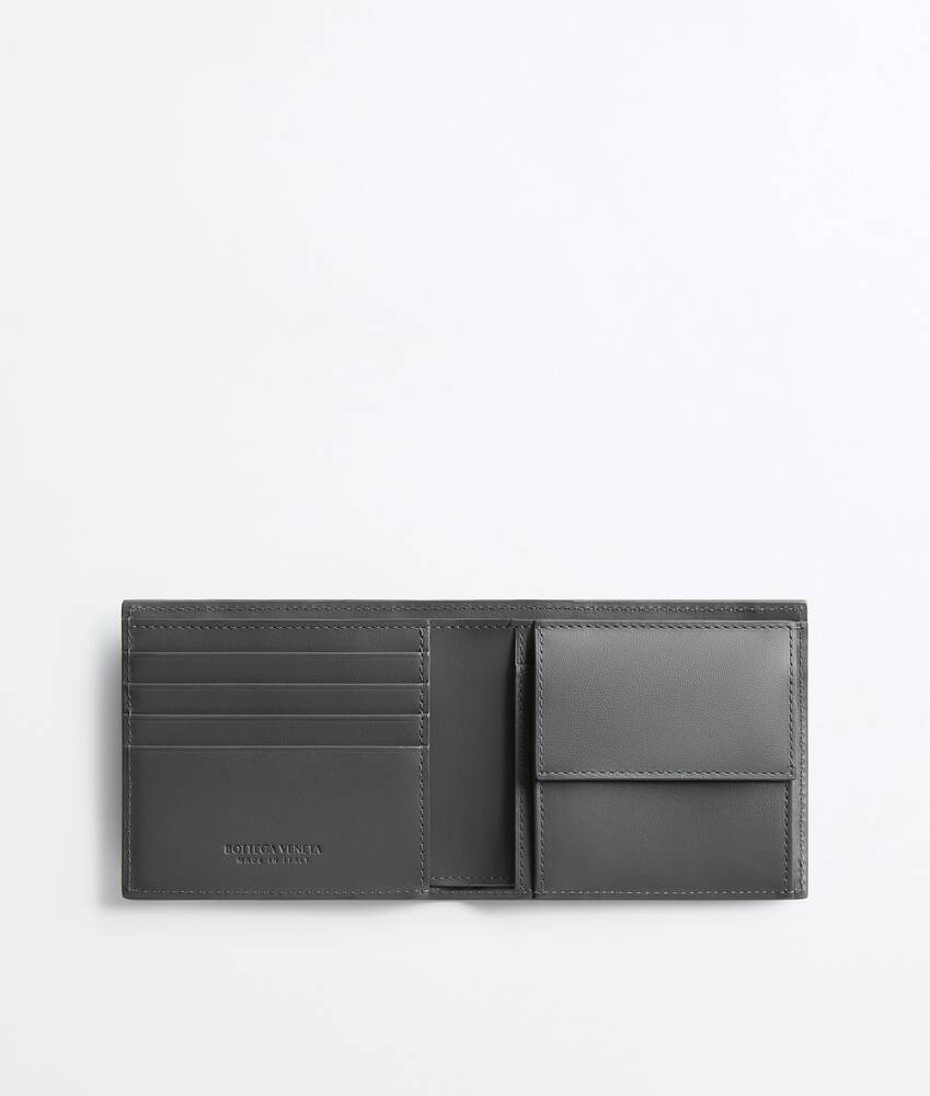 Men's Intrecciato Bi-Fold Wallet With Coin Purse in Obsidian grey/radar Bottega Veneta United Kingdom EN - Image 2