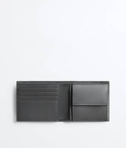 Men's Intrecciato Bi-Fold Wallet With Coin Purse in Obsidian grey/radar Bottega Veneta United Kingdom EN - Image 2