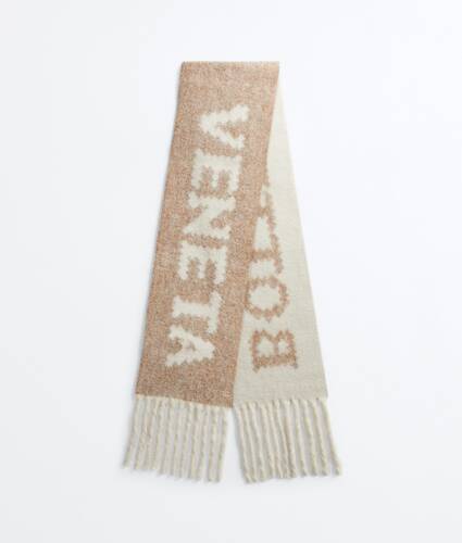Women's Jacquard Wool and Mohair Scarf in Hemp/parchment Bottega Veneta Lithuania EN - Image 3