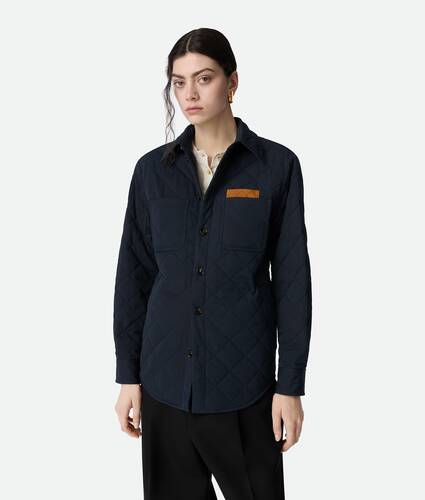 Women's Quilted Cotton Overshirt in Midnight blue Bottega Veneta United States EN - Image 1
