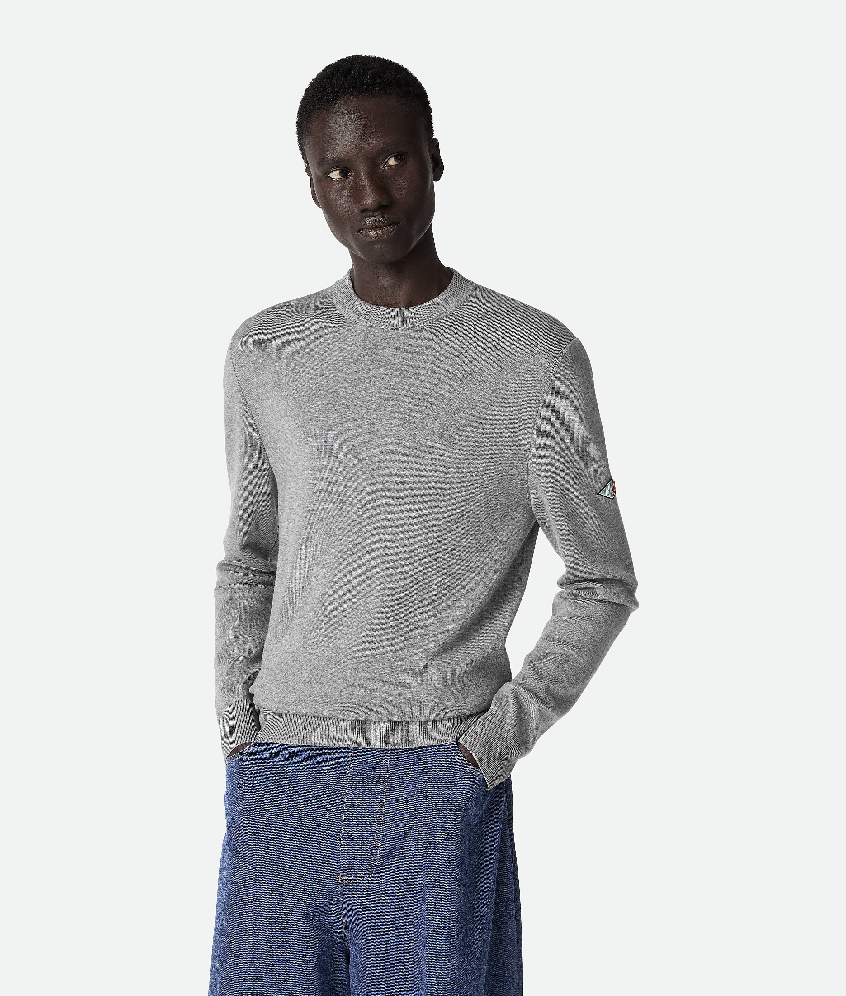 Bottega Veneta Grey/Silver Compact Wool Jumper - & - Man - Xl