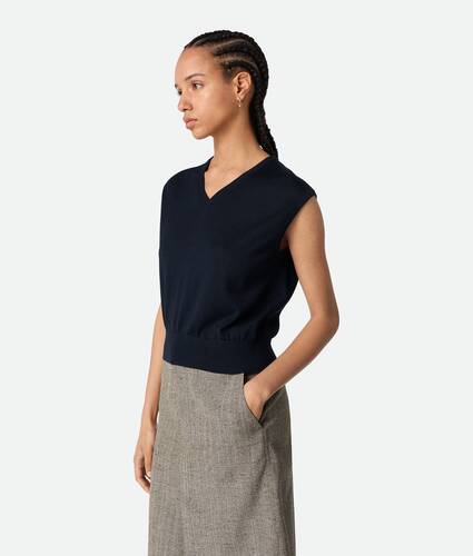 Conjunto de jersey y c&aacute;rdigan de viscosa y algod&oacute;n para Mujer en Navy Bottega Veneta M&eacute;xico ES - Image 6