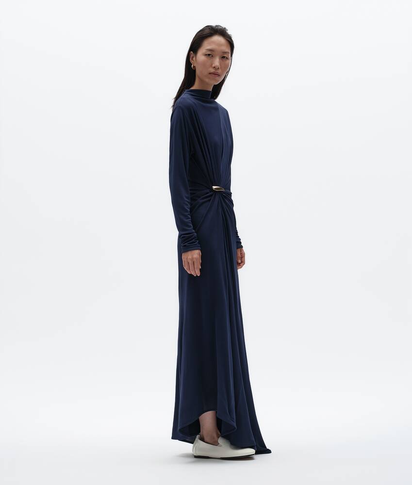 Women's Crepe Viscose Jersey Dress in Azurite Bottega Veneta Singapore EN - Image 2
