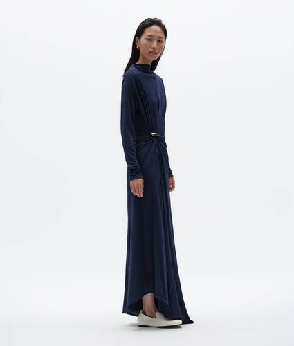 Women's Crepe Viscose Jersey Dress in Azurite Bottega Veneta Singapore EN - Image 2