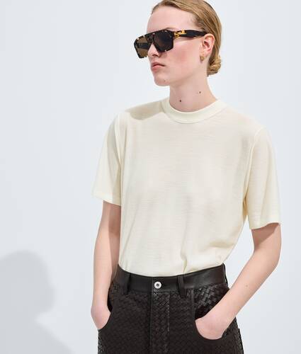 Women's Cashmere T-Shirt in Chalk Bottega Veneta United States EN - Image 1