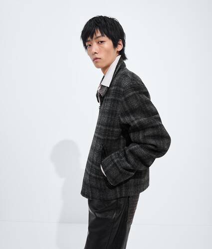 Men's Check Wool Jacket in Ardoise/sterling mel Bottega Veneta Canada EN - Image 2