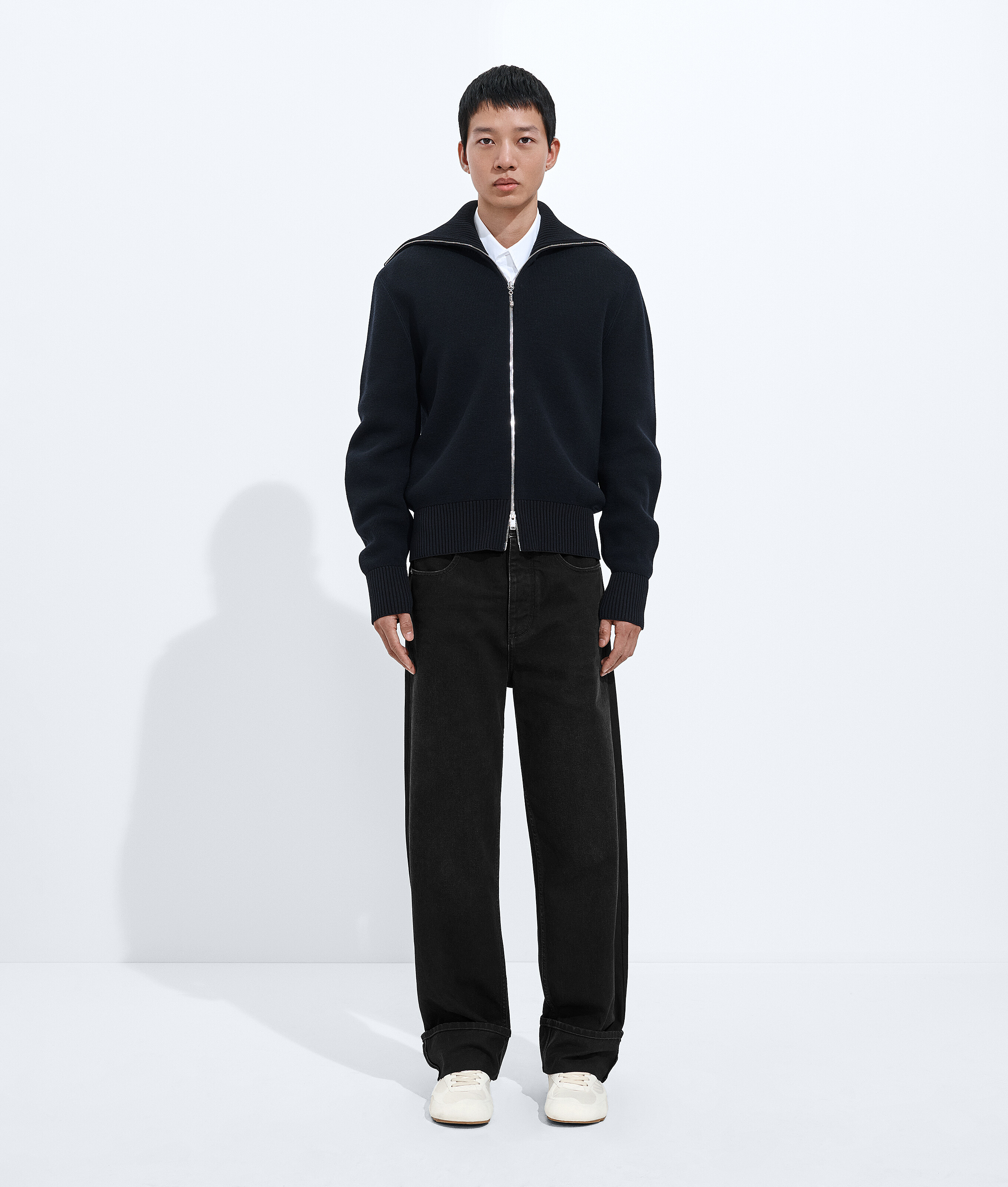 Faded Black Turned-Up Jeans